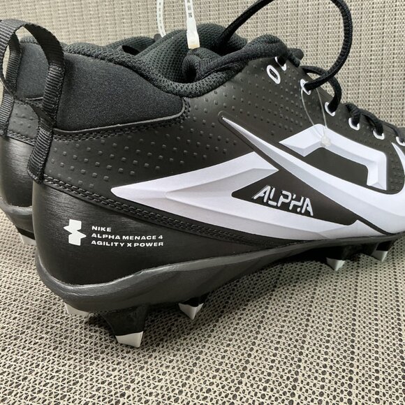 Nike Alpha Menace 4 Agility X Power Mens Size 12.5 Black/White Football Cleats main image 8
